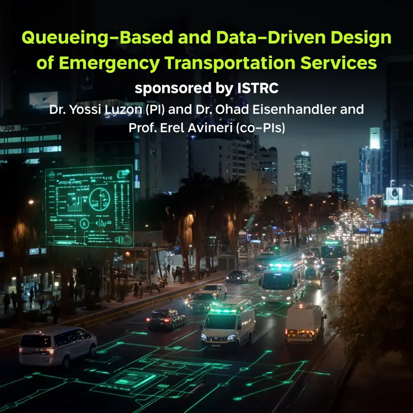 Queueing-Based and Data-Driven Design of Emergency Transportation sponsored by ISTRC (The Israeli Smart Transportation Research Center) Services, Dr. yossi luzon, dr. ohad eisenhandler and prof. erel avineri