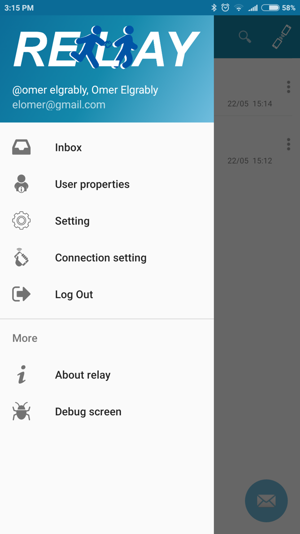 relay- app menu